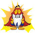 #23064 Clip art Graphic of a Dirigible Blimp Airship Cartoon Character Dressed as a Super Hero by toons4biz