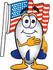 #23075 Clip art Graphic of a Dirigible Blimp Airship Cartoon Character Pledging Allegiance to an American Flag by toons4biz
