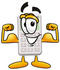 #23120 Clip Art Graphic of a Calculator Cartoon Character Flexing His Arm Muscles by toons4biz
