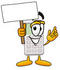 #23122 Clip Art Graphic of a Calculator Cartoon Character Holding a Blank Sign by toons4biz