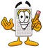 #23129 Clip Art Graphic of a Calculator Cartoon Character Holding a Pencil by toons4biz