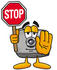 #23172 Clip Art Graphic of a Flash Camera Cartoon Character Holding a Stop Sign by toons4biz