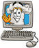 #23317 Clip Art Graphic of a White Chefs Hat Cartoon Character Waving From Inside a Computer Screen by toons4biz