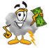 #23348 Clip Art Graphic of a Puffy White Cumulus Cloud Cartoon Character Holding a Dollar Bill by toons4biz