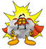 #23360 Clip Art Graphic of a Puffy White Cumulus Cloud Cartoon Character Dressed as a Super Hero by toons4biz