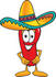 #23396 Clip Art Graphic of a Red Chilli Pepper Cartoon Character Wearing a Sombrero Hat by toons4biz