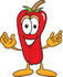 #23399 Clip Art Graphic of a Red Chilli Pepper Cartoon Character With Welcoming Open Arms by toons4biz