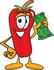 #23407 Clip Art Graphic of a Red Chilli Pepper Cartoon Character Holding a Dollar Bill by toons4biz