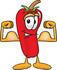 #23416 Clip Art Graphic of a Red Chilli Pepper Cartoon Character Flexing His Arm Muscles by toons4biz