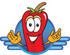 #23426 Clip Art Graphic of a Red Chilli Pepper Cartoon Character Logo by toons4biz