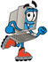 #23485 Clip Art Graphic of a Desktop Computer Cartoon Character Roller Blading on Inline Skates by toons4biz