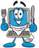 #23498 Clip Art Graphic of a Desktop Computer Cartoon Character Holding a Knife and Fork by toons4biz