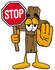 #23527 Clip Art Graphic of a Wooden Cross Cartoon Character Holding a Stop Sign by toons4biz