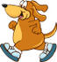 #23627 Clip Art Graphic of a Cute Brown Hound Dog Cartoon Character Jogging by toons4biz