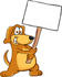 #23643 Clip Art Graphic of a Cute Brown Hound Dog Cartoon Character Holding a Blank Sign by toons4biz