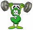 #23650 Clip Art Graphic of a Green USD Dollar Sign Cartoon Character Holding a Heavy Barbell Above His Head by toons4biz