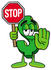 #23677 Clip Art Graphic of a Green USD Dollar Sign Cartoon Character Holding a Stop Sign by toons4biz