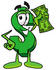 #23686 Clip Art Graphic of a Green USD Dollar Sign Cartoon Character Holding a Dollar Bill by toons4biz