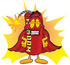 #23746 Clip Art Graphic of a Stick of Red Dynamite Cartoon Character Dressed as a Super Hero by toons4biz
