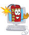 #23749 Clip Art Graphic of a Stick of Red Dynamite Cartoon Character Waving From Inside a Computer Screen by toons4biz