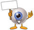 #23773 Clip Art Graphic of a Blue Eyeball Cartoon Character Holding a Blank Sign by toons4biz