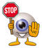 #23781 Clip Art Graphic of a Blue Eyeball Cartoon Character Holding a Stop Sign by toons4biz