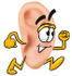 #23797 Clip Art Graphic of a Human Ear Cartoon Character Running by toons4biz