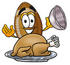 #23867 Clip Art Graphic of a Football Cartoon Character Serving a Thanksgiving Turkey on a Platter by toons4biz