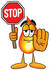 #23944 Clip Art Graphic of a Fire Cartoon Character Holding a Stop Sign by toons4biz