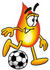 #23945 Clip Art Graphic of a Fire Cartoon Character Kicking a Soccer Ball by toons4biz