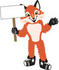 #23961 Clipart Picture of a Fox Mascot Cartoon Character Holding a Blank Sign by toons4biz