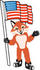 #23965 Clipart Picture of a Fox Mascot Cartoon Character Pledging Allegiance to an American Flag by toons4biz
