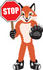#23971 Clipart Picture of a Fox Mascot Cartoon Character Holding a Stop Sign by toons4biz