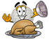 #23990 Clip Art Graphic of a Golf Ball Cartoon Character Serving a Thanksgiving Turkey on a Platter by toons4biz