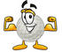 #24000 Clip Art Graphic of a Golf Ball Cartoon Character Flexing His Arm Muscles by toons4biz