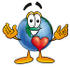 #24008 Clip Art Graphic of a World Globe Cartoon Character With His Heart Beating Out of His Chest by toons4biz