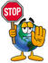 #24070 Clip Art Graphic of a World Globe Cartoon Character Holding a Stop Sign by toons4biz
