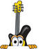 #24082 Clip Art Graphic of a Yellow Electric Guitar Cartoon Character Peeking Over a Surface by toons4biz