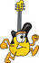 #24091 Clip Art Graphic of a Yellow Electric Guitar Cartoon Character Running by toons4biz