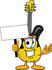 #24092 Clip Art Graphic of a Yellow Electric Guitar Cartoon Character Holding a Blank Sign by toons4biz