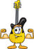 #24094 Clip Art Graphic of a Yellow Electric Guitar Cartoon Character Flexing His Arm Muscles by toons4biz
