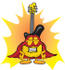 #24100 Clip Art Graphic of a Yellow Electric Guitar Cartoon Character Dressed as a Super Hero by toons4biz