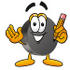 #24147 Clip Art Graphic of an Ice Hockey Puck Cartoon Character Holding a Pencil by toons4biz