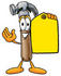 #24201 Clip Art Graphic of a Hammer Tool Cartoon Character Holding a Yellow Sales Price Tag by toons4biz