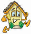 #24226 Clip Art Graphic of a Yellow Residential House Cartoon Character Running by toons4biz