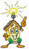 #24259 Clip Art Graphic of a Yellow Residential House Cartoon Character With a Bright Idea by toons4biz
