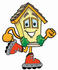 #24284 Clip Art Graphic of a Yellow Residential House Cartoon Character Roller Blading on Inline Skates by toons4biz