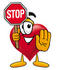#24297 Clip Art Graphic of a Red Love Heart Cartoon Character Holding a Stop Sign by toons4biz