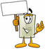 #24437 Clip Art Graphic of a White Electrical Light Switch Cartoon Character Holding a Blank Sign by toons4biz