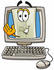 #24444 Clip Art Graphic of a White Electrical Light Switch Cartoon Character Waving From Inside a Computer Screen by toons4biz